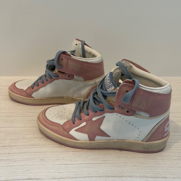 Golden Goose DB Sky-Star High Tops — White & Pink Leather — Excellent Condition - Picture 2 of 7